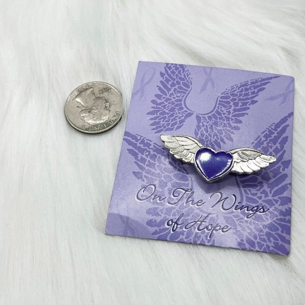 🔮 5/$25 On The Wings‎ of Hope Purple Heart With Wings Pin - Picture 3 of 4